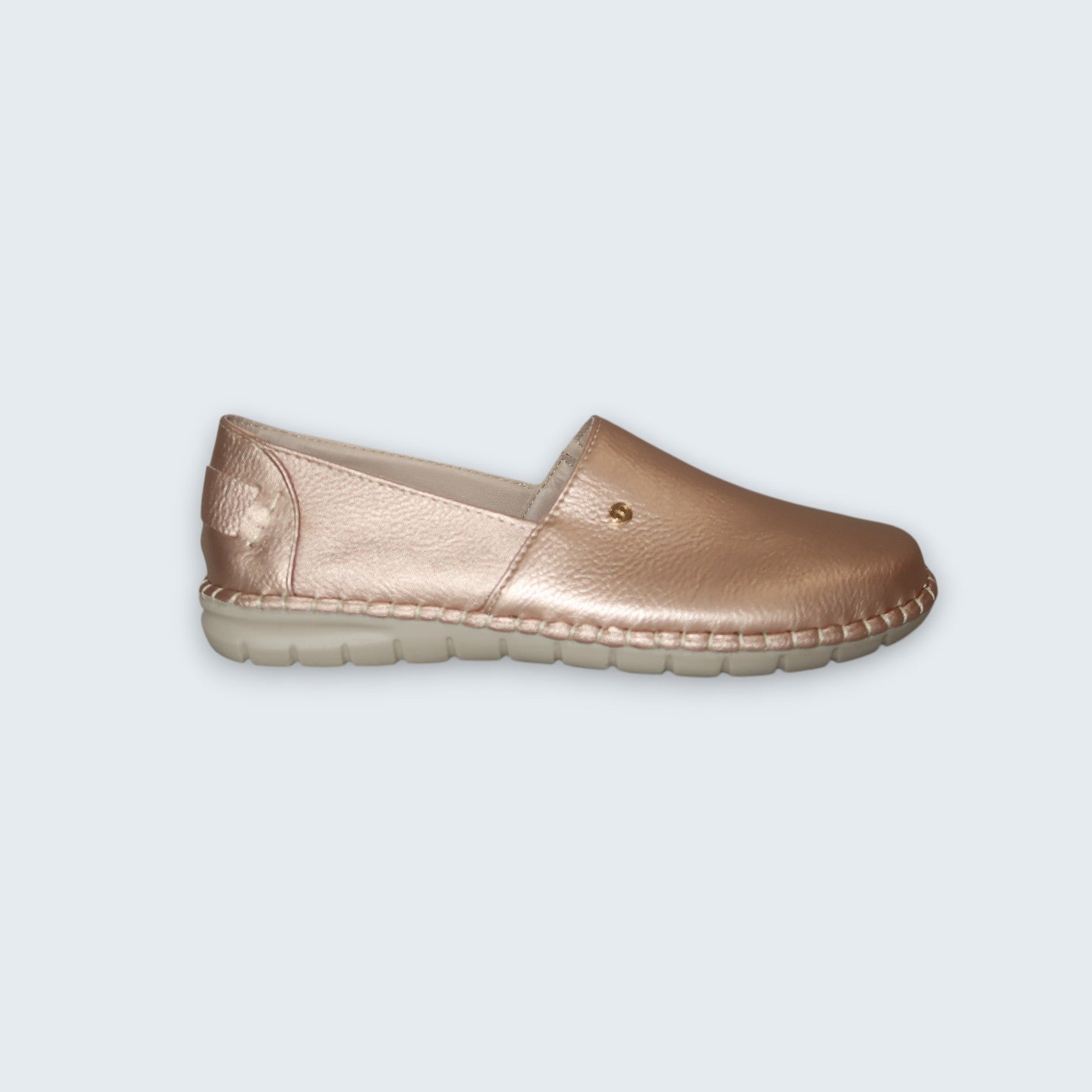 Mocasín Slip-On Magnolia Oro Rosa -Zapato de Piso Confort para Mujer.