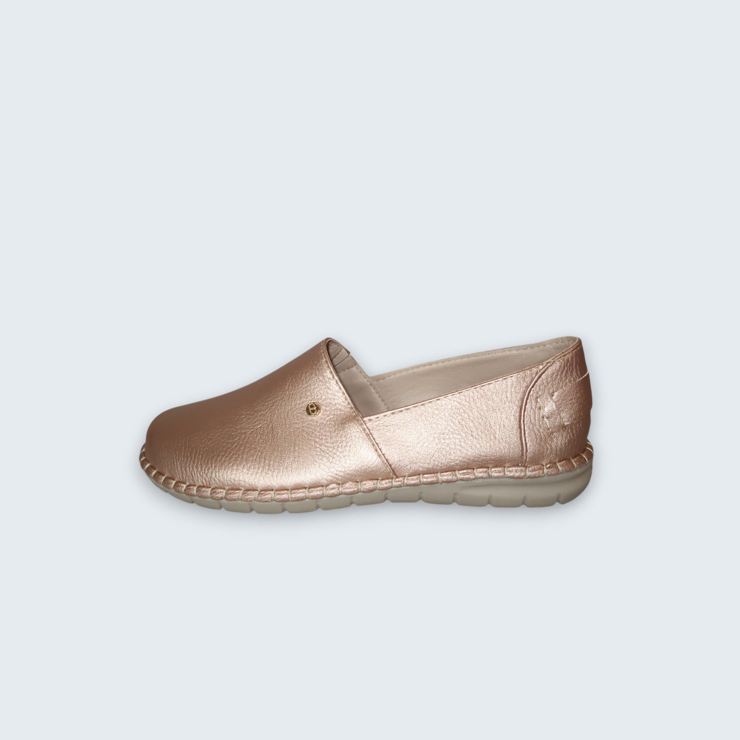 Mocasín Slip-On Magnolia Oro Rosa -Zapato de Piso Confort para Mujer.